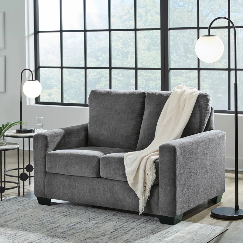 Sofa-lit en tissu gris étain avec matelas 3 grandeurs - Rannis