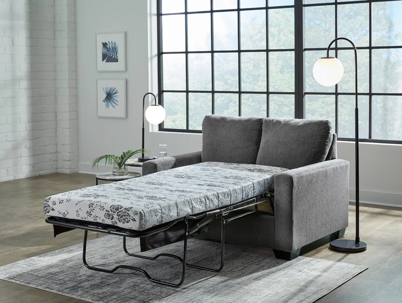 Sofa-lit en tissu gris étain avec matelas 3 grandeurs - Rannis