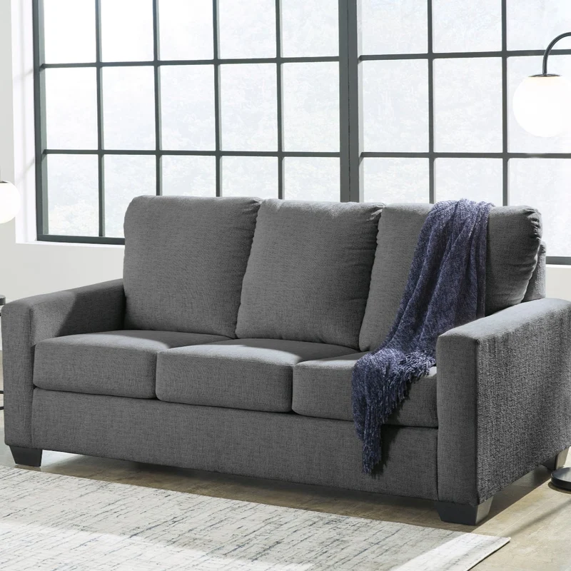 Sofa-lit en tissu gris étain avec matelas 3 grandeurs - Rannis