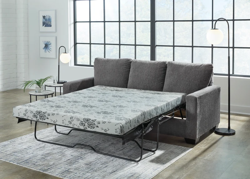 Sofa-lit en tissu gris étain avec matelas 3 grandeurs - Rannis