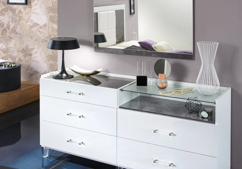 Chambre complète marbre gris capitonnée – CRISTAL