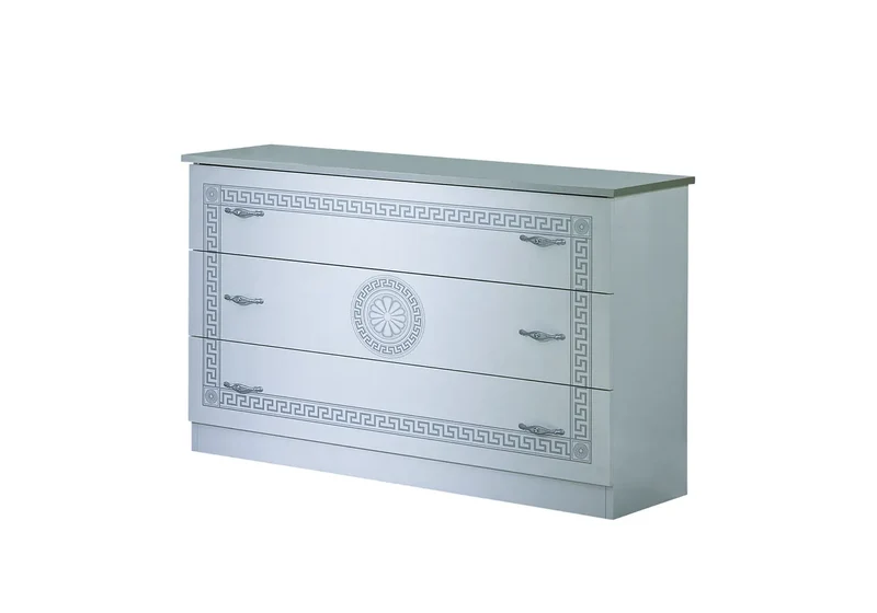 Chambre complète capitonnée laquée blanc argent ROBBY