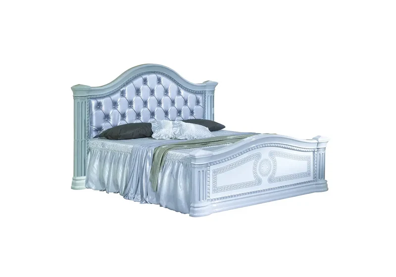 Chambre complète capitonnée laquée blanc argent ROBBY