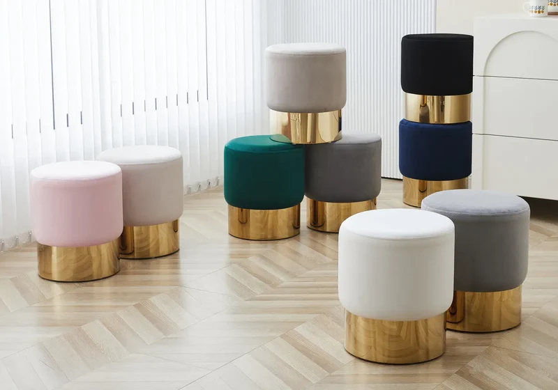 Pouf doré velours écru - Lisy
