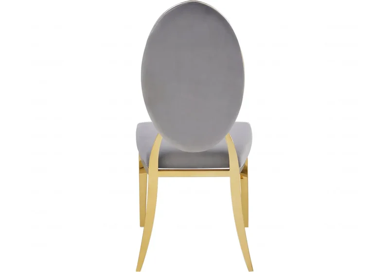 Chaise médaillon capitonnée velours gris doré - Neo x4