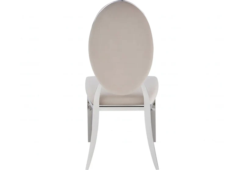 Chaise médaillon capitonnée velours taupe argent - Neo x4