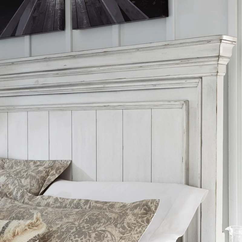 Lit complet en bois/placage blanc avec rangement Grand - Kanwyn