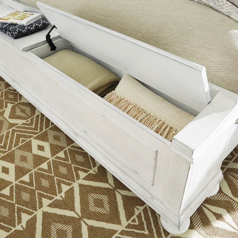 Lit complet en bois/placage blanc avec rangement Grand - Kanwyn