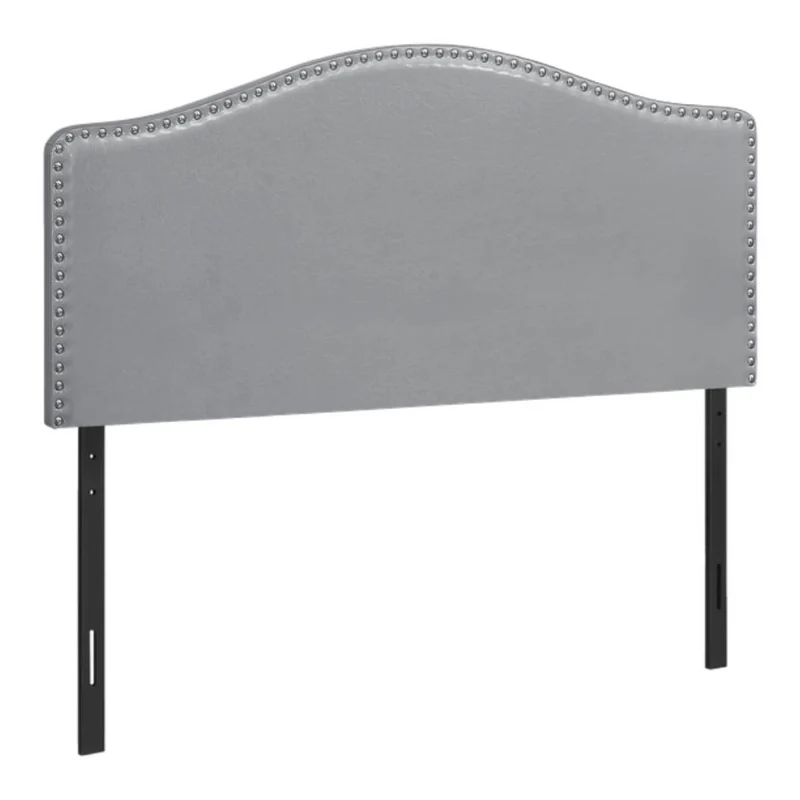 Tête de lit double aspect cuir en gris avec des pattes en métal