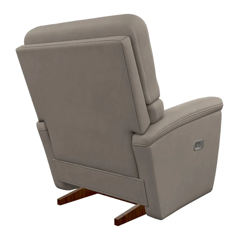 Fauteuil berçant et inclinable motorisé en cuir ivoire avec soutien lombaire - Ava