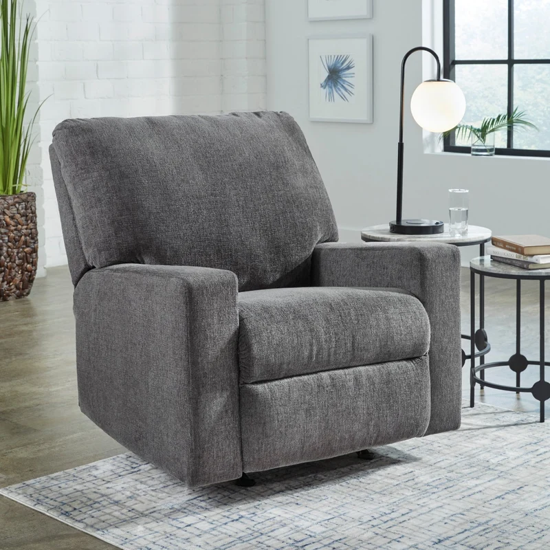 Fauteuil berçant et inclinable en tissu gris étain - Rannis