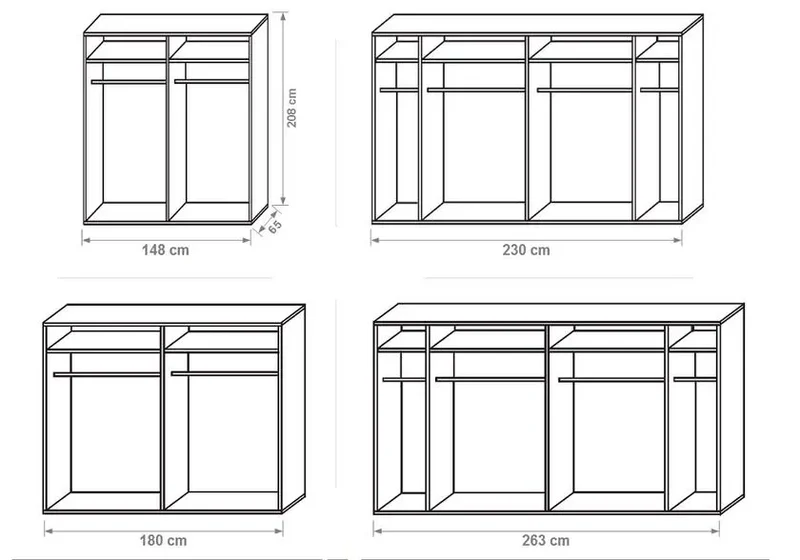 Armoire portes coulissantes miroir 1/2 laquée gris JAZZ