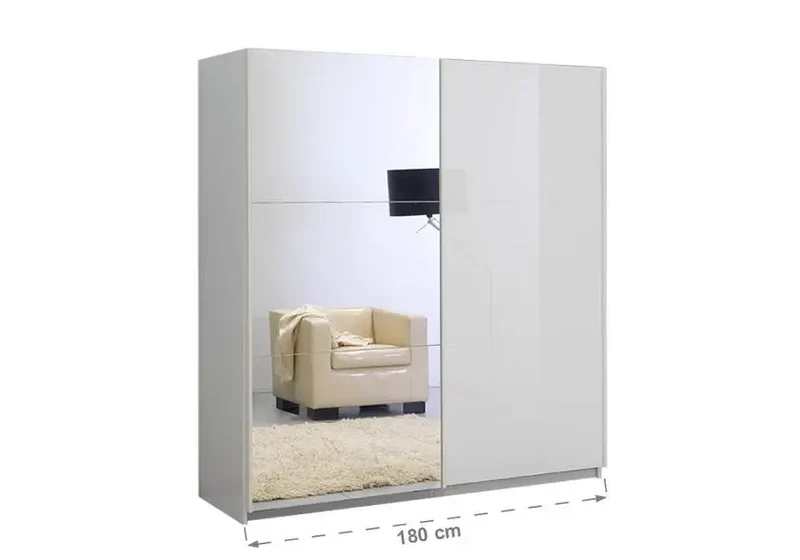 Armoire portes coulissantes miroir laquée blanc JAZZ