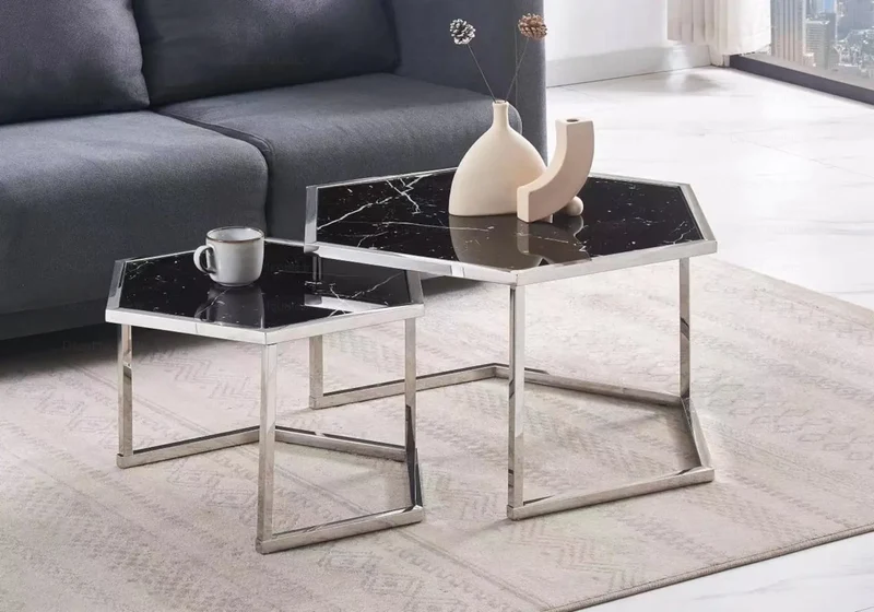Tables gigognes en verre blanc - Giana