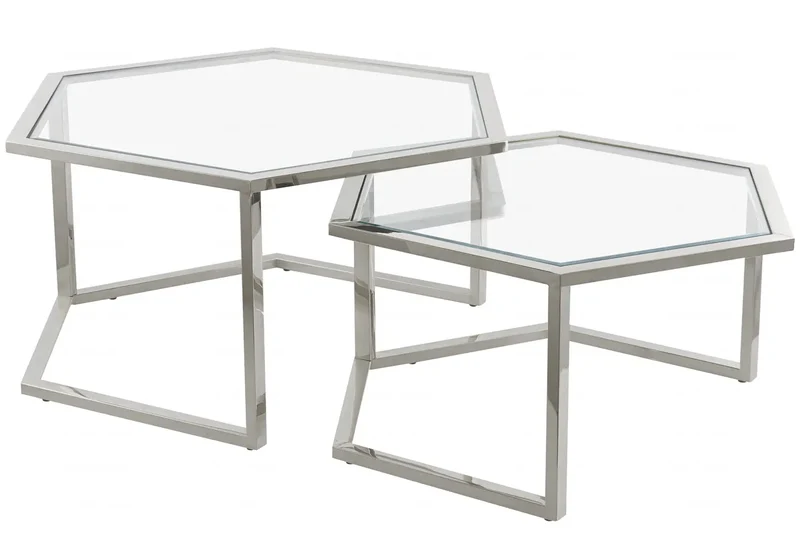 Tables gigognes en verre blanc - Giana