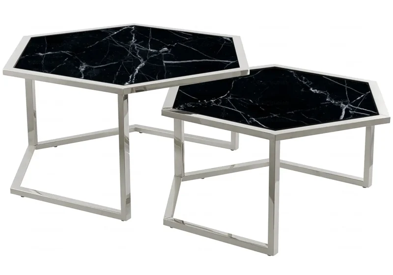 Tables gigognes marbre blanc - Giana