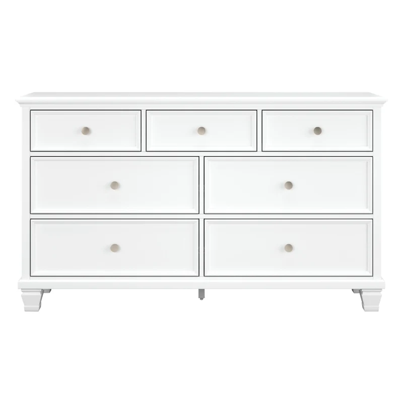 Bureau à 7 tiroirs en bois/MDF blanc - Fortman