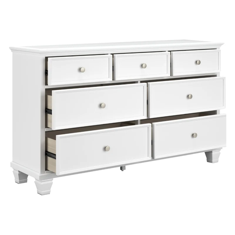 Bureau à 7 tiroirs en bois/MDF blanc - Fortman