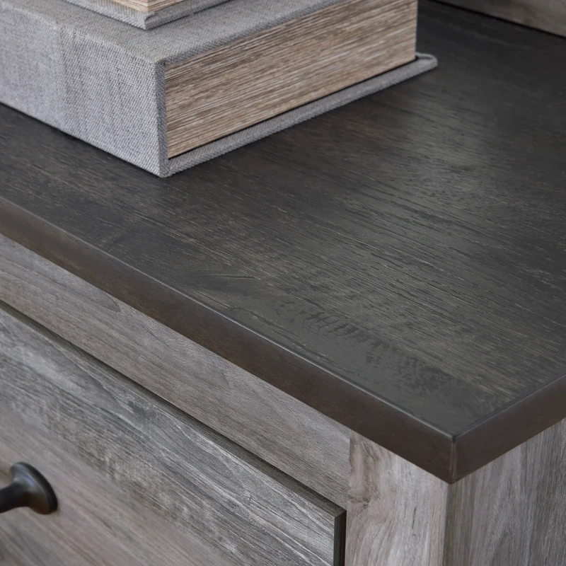 Bureau à 6 tiroirs en bois/MDF gris foncé - Bronyan