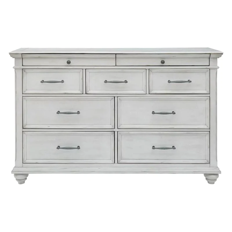 Bureau à 9 tiroirs en bois/placage blanc - Kanwyn