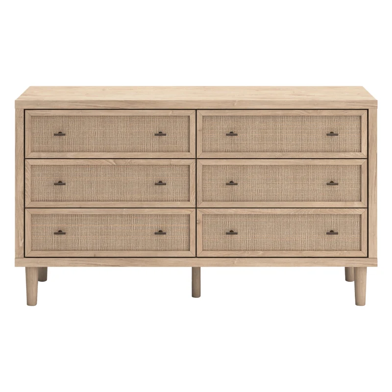 Bureau à 6 tiroirs en bois/placage beige - Cielden