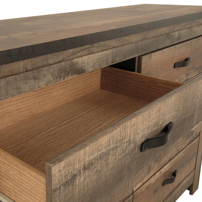 Bureau à 6 tiroirs en bois/placage brun - Trinell
