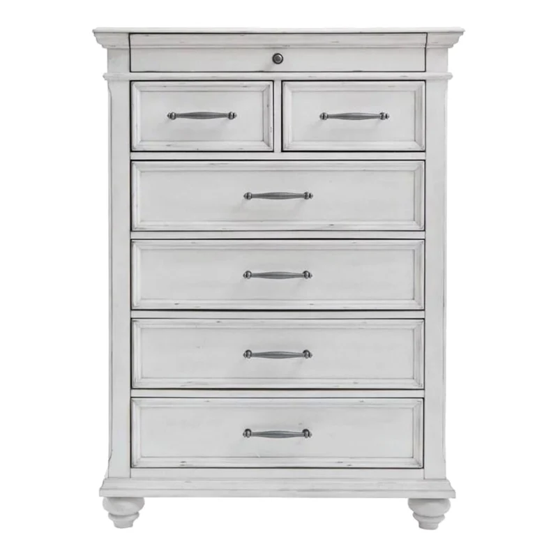 Commode à 7 tiroirs en bois/placage blanc - Kanwyn
