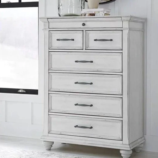 Commode à 7 tiroirs en bois/placage blanc - Kanwyn
