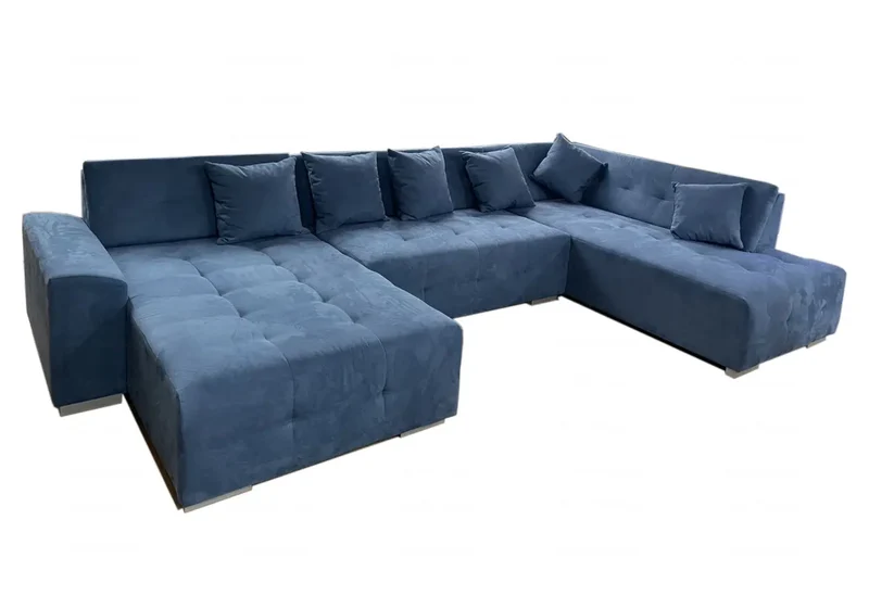 Canapé angle U velours gris - Salia