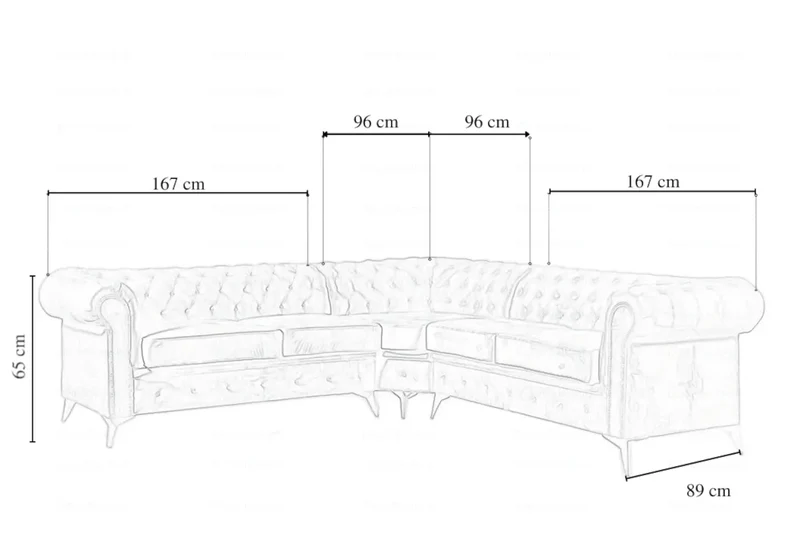 Canapé Chesterfield velours gris - Hugo