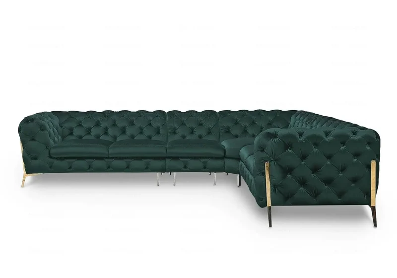 Canapé angle chesterfield vert PACO
