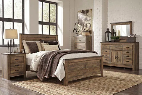 Commode à 5 tiroirs en bois/placage brun - Trinell