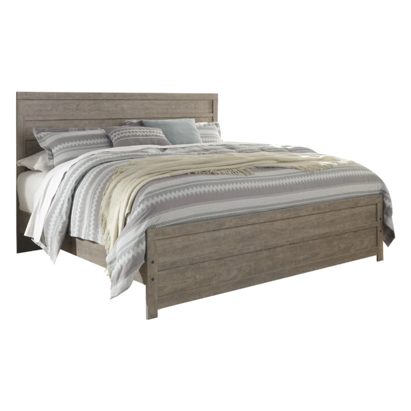 Lit complet en bois/placage gris Très grand - Culverbach