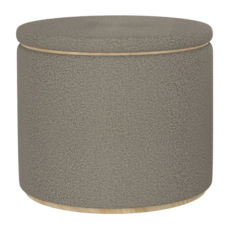Ensemble de 2 poufs en tissu gris - Cecily
