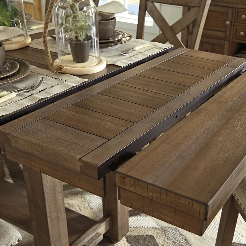 Table de salle à manger haute extensible en bois/placage brun vieilli - Moriville