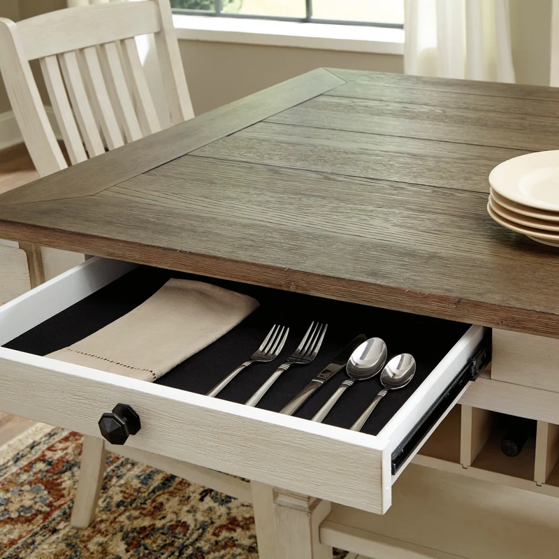 Table de salle à manger rectangulaire en bois/placage bicolore avec rangement - Bolanburg
