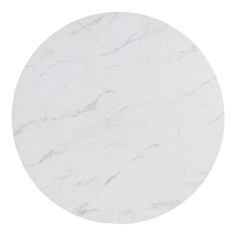 Table de salle à manger ronde en faux marbre blanc - Sawdyn