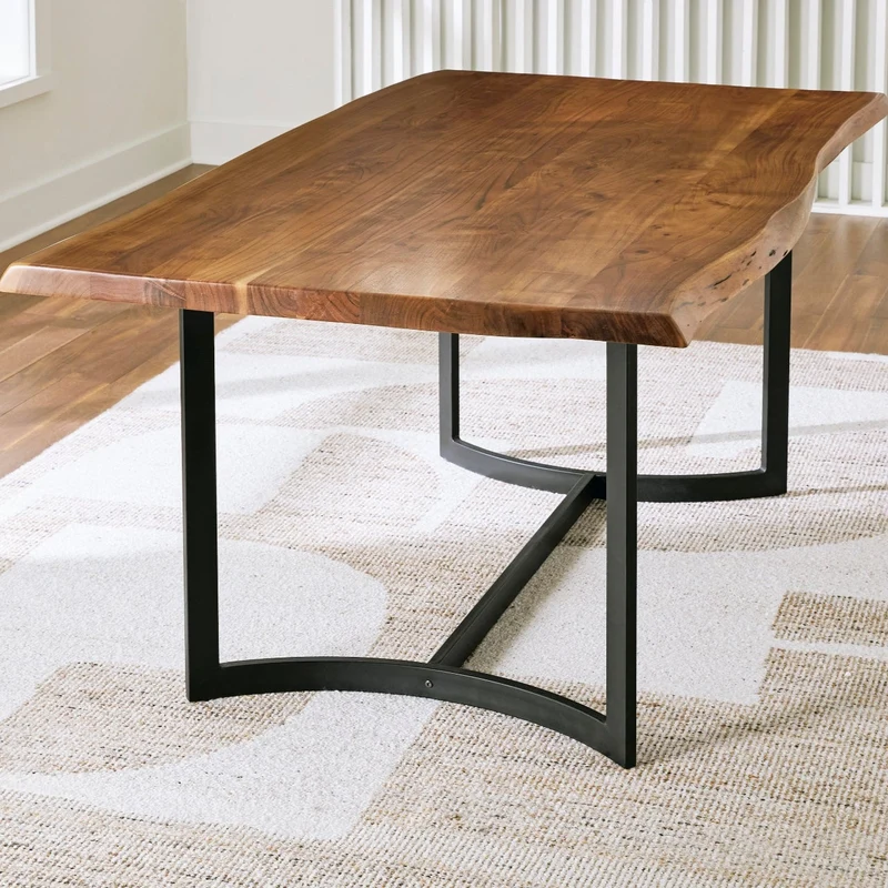 Table de salle à manger rectangulaire en bois d'acacia brun - Fortmaine