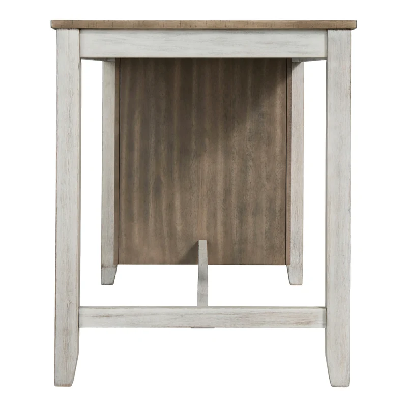 Table de salle à manger style bistro en bois bicolore avec rangement - Skempton