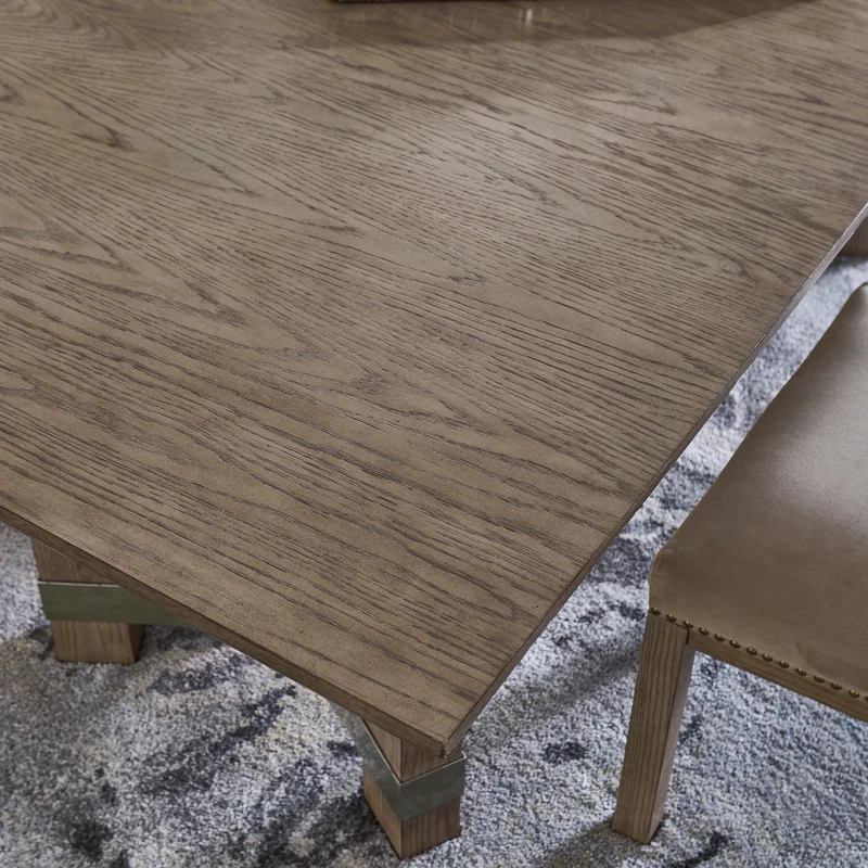 Table de salle à manger rectangulaire en bois/placage brun grisâtre - Chrestner