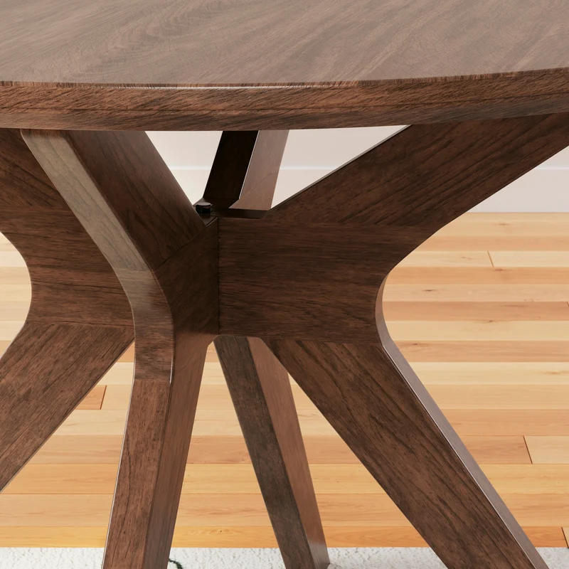 Table de salle à manger ronde en bois/placage de manguier brun - Lyncott