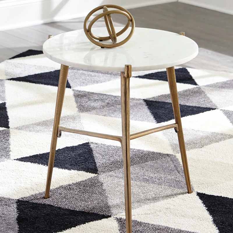 Table d'appoint ronde en marbre blanc - Chadton