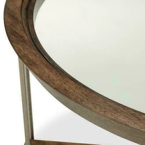 Table d'appoint en verre et placage de noyer - Elora