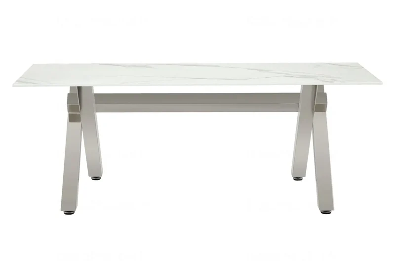 Table basse marbre blanc pieds X argent - Cross