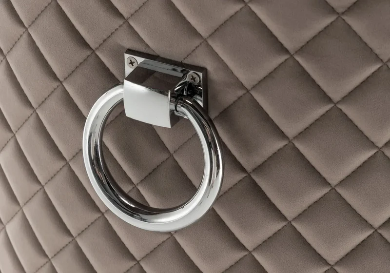 Chaise capitonnée velours moka anneau argent - Lidy x2