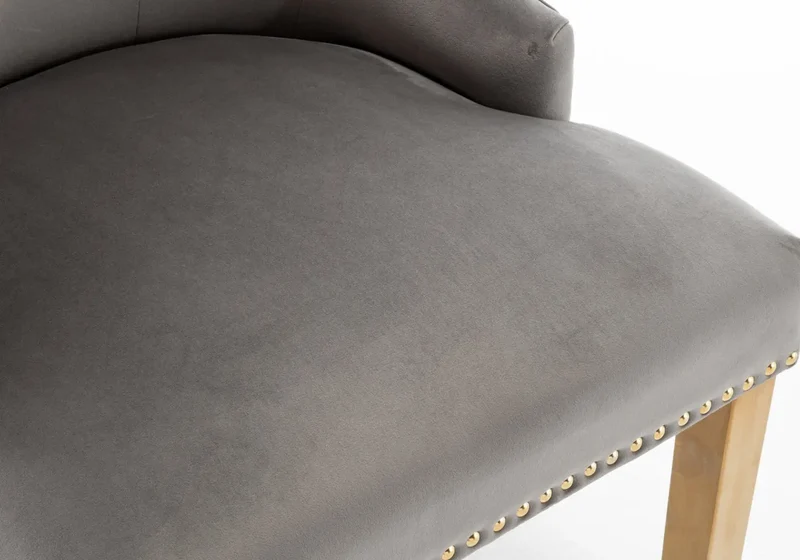 Chaise capitonnée velours anthracite anneau doré - Lidy x2