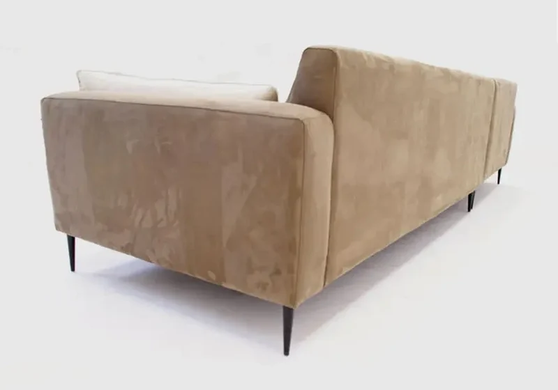 Canapé d'angle modulable en tissu bouclé beige - Noor