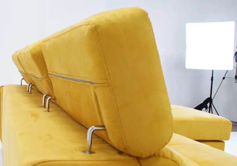 Canapé d'angle convertible en tissu avec têtières - Flo