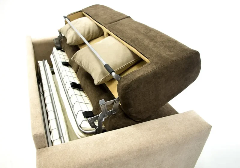 Canapé droit convertible bicolore kaki et beige - Ariane