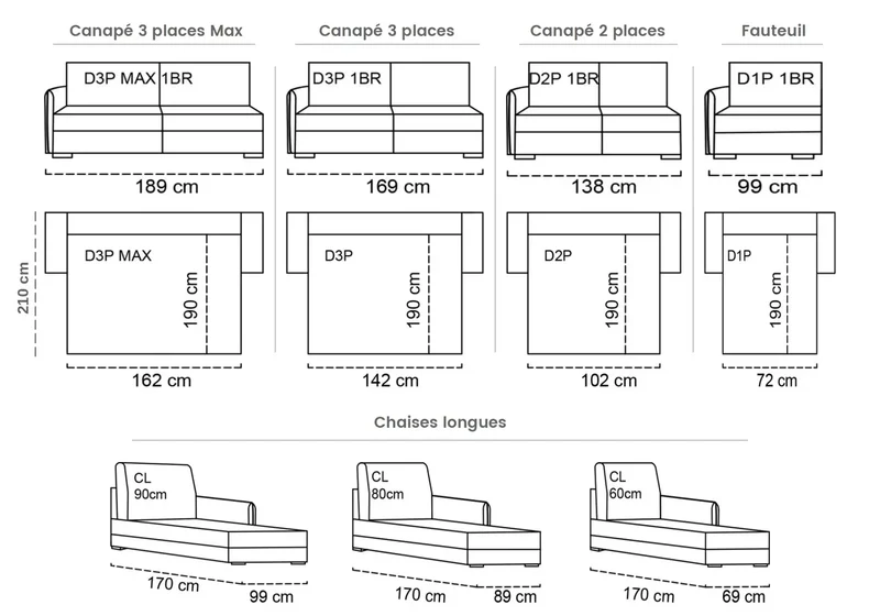 Canapé droit convertible en tissu microfibre rouge - Sylla